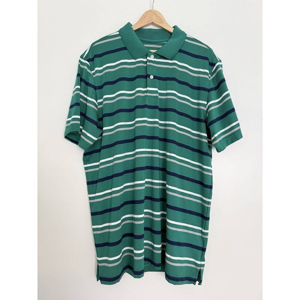 Brooks Brothers Performance Series Polo Shirt Men’s XLarge Green Striped Golf